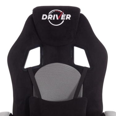 Кресло Tetchair DRIVER 22 флок/ткань, черный/серый, 35/TW-12