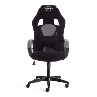 Кресло Tetchair DRIVER 22 флок/ткань, черный/серый, 35/TW-12