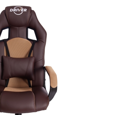 Кресло Tetchair DRIVER 22 кож/зам/ткань, коричневый/бронза, 36-36/TW-21