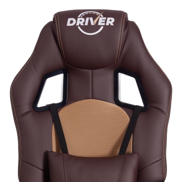 Кресло Tetchair DRIVER 22 кож/зам/ткань, коричневый/бронза, 36-36/TW-21