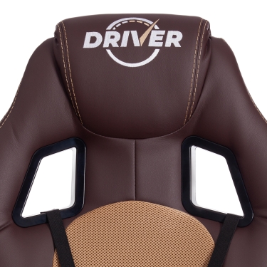 Кресло Tetchair DRIVER 22 кож/зам/ткань, коричневый/бронза, 36-36/TW-21