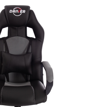 Кресло Tetchair DRIVER 22 кож/зам/ткань, черный/серый, 36-6/TW-12