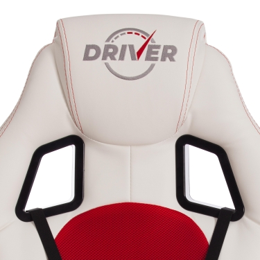 Кресло Tetchair DRIVER 22 кож/зам/ткань, белый/красный, 36-01/TW-08