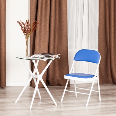 Стул складной Tetchair FOLDER mod. 032 каркас металл, сиденье/спинка экокожа, 415176см, синий