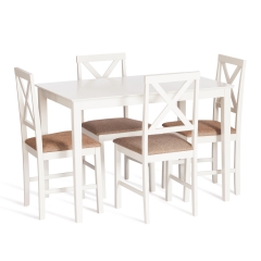 Обеденный комплект Tetchair Хадсон стол + 4 стула/ Hudson Dining Set ivory white слоновая кость
