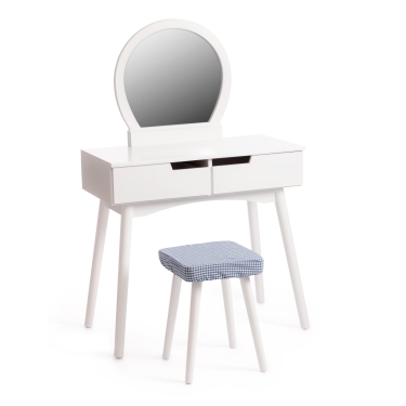 Туалетный столик с зеркалом и табуретом Tetchair Secret De Maison FABRON mod. TT-DT033 МДФ+сосна, 8040130,5, Белый White