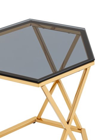 Журнальный столик Stool Group Круз 4842 стекло smoke сталь Золото