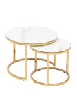 Журнальный столик Stool Group Селена 60 и 45 см стекло Белый мрамор сталь золото
