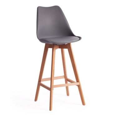 Стул барный Tetchair TULIP BAR mod. C1014H пластик/дерево, 57 х 48 х 104 см, серый 024 /натуральный