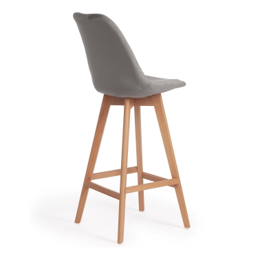 Стул Tetchair TULIP SOFT BAR mod. 75 вельвет/дерево , 48 х 57 х 104 см, светло-серый HLR19/натуральный