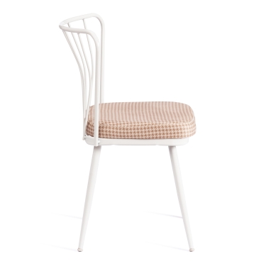 Стул Tetchair YANIS mod. 983 металл/ткань, 42.5 х 50.5 х 82.5 см, бело-коричневая клетка