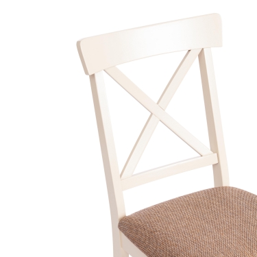 Стул Tetchair Гольфи 2/ Golfi 2 дерево гевея, 455194, ivory white, ткань кор.-зол. 1505-9