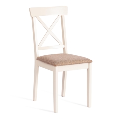 Стул Tetchair Гольфи 2/ Golfi 2 дерево гевея, 455194, ivory white, ткань кор.-зол. 1505-9
