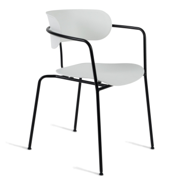 Стул Tetchair VAN HALLEN mod. 2433 пластик/металл, 54,5х53,5х76 см, высота до сиденья 46 см, белый/черный