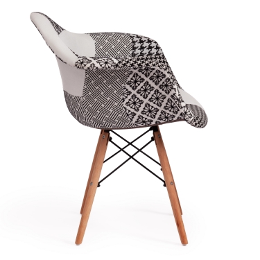 Кресло Tetchair CINDY SOFT EAMES mod. 101 дерево бук/металл/мягкое сиденье/ткань, 61 х 60 х 80 см , black/white черный/белый