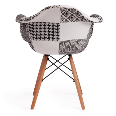 Кресло Tetchair CINDY SOFT EAMES mod. 101 дерево бук/металл/мягкое сиденье/ткань, 61 х 60 х 80 см , black/white черный/белый