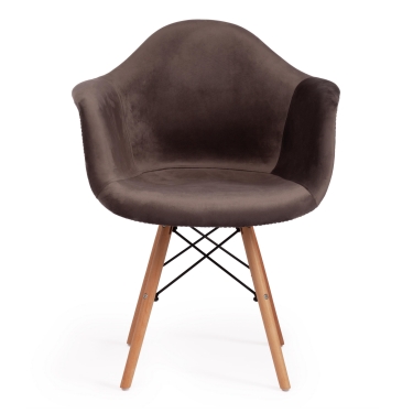 Кресло Tetchair CINDY SOFT EAMES mod. 101 дерево бук/металл/мягкое сиденье/ткань, 61 х 60 х 80 см , серый HLR 24/натуральный