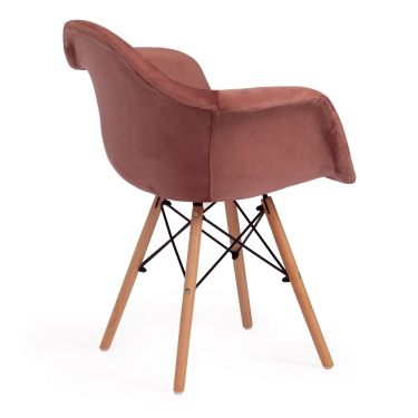 Кресло Tetchair CINDY SOFT EAMES mod. 101 дерево бук/металл/мягкое сиденье/ткань, 61 х 60 х 80 см , коралловый HLR 44/натуральный