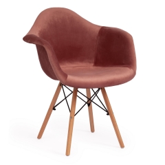 Кресло Tetchair CINDY SOFT EAMES mod. 101 дерево бук/металл/мягкое сиденье/ткань, 61 х 60 х 80 см , коралловый HLR 44/натуральный