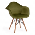 Кресло Tetchair CINDY SOFT EAMES mod. 101 дерево бук/металл/мягкое сиденье/ткань, 61 х 60 х 80 см , зеленый HLR 54/натуральный