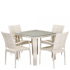 Комплект плетеной мебели Афина-мебель T341A/Y376A-W85-90x90 4Pcs Latte