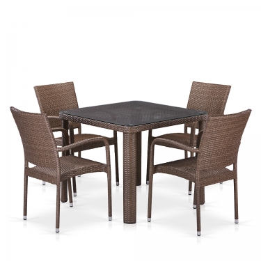 Комплект плетеной мебели Афина-мебель T341B/Y376-W773-90x90 4Pcs Brown