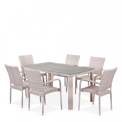 Комплект плетеной мебели Афина-мебель T51A/Y376-W85-150x85 6Pcs Latte