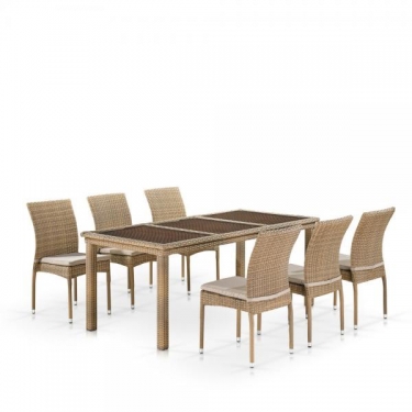 Комплект плетеной мебели Афина-мебель T365/Y380B-W65 6PCS Light Brown