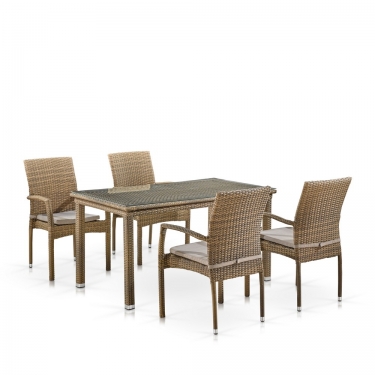 Комплект плетеной мебели Афина-мебель T256B/Y379B-W65 Light Brown 4Pcs