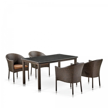 Комплект плетеной мебели Афина-мебель T256A/Y350A-W53 4PCS Brown