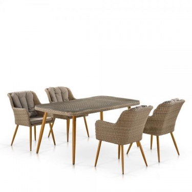 Комплект плетеной мебели Афина-мебель T363B/Y363B-W65 4PCS Light Brown