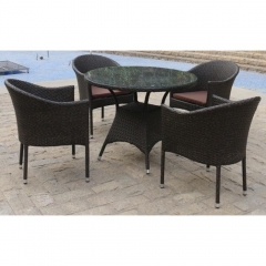 Обеденный комплект плетеной мебели Афина-мебель T190A/Y350A-W53-D90 Brown 4Pcs