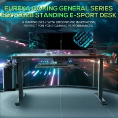 Геймерский стол c электрической регулировкой по высоте Eureka EUREKA ERK-EGD-S62B Черный с RGB