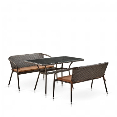 Комплект мебели из иск. ротанга Афина-мебель T286A/S139A-W53 Brown