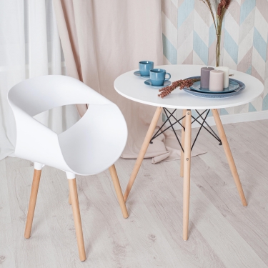 Стол Tetchair CINDY NEXT mod. 70-80 MDF металл/мдф/бук, D80х75см, белый/натуральный