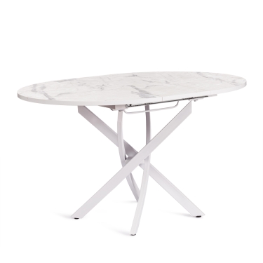 Стол Tetchair MANZANA ЛДСП/HPL/металл, 100 х 100+30 х 75 см, Мрамор светлый/белый