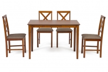 Комплект обеденный Tetchair ANDREA GRAND стол со стеклом+6 кресел+ подушки Pecan Washed античн. орех, Ткань рубчик, цвет кремовый