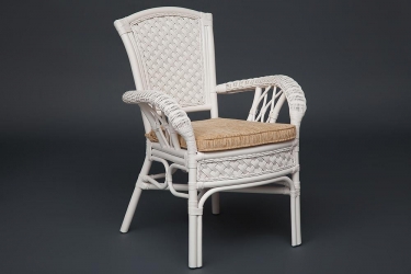 Комплект для отдыха Tetchair MICHELLE стол со стеклом+ диван + 2 кресла + подушки TCH White белый, Ткань рубчик, цвет кремовый