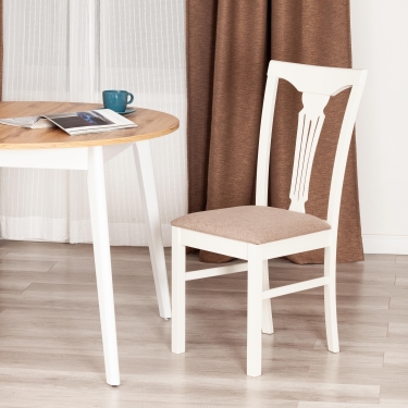 Стул Tetchair Гермес/ Hermes дерево гевея, 43х49х94см, Ivory white, ткань серая TM-164