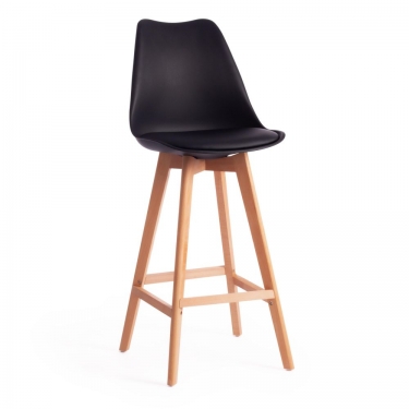 Стул барный Tetchair TULIP BAR mod. C1014H / 1 шт. в упаковке пластик/дерево, 57 х 48 х 104 см, черный 3010/натуральный