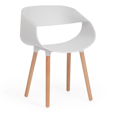 Стул Tetchair QXX mod. C1058-1 пластик/дерево, 60 х 53 х 81 см, White Белый 70029/ натуральный
