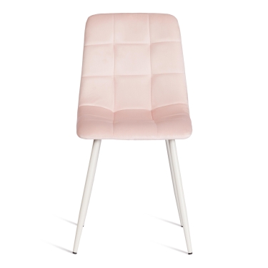 Стул Tetchair CHILLY mod. 7094-1 вельвет/металл, 44,5х52,5х86 см, pink розовый HLR39 / белый