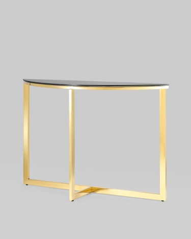 Консоль полукруглая Stool Group АЛЬБА 115x30 Золото стекло черное