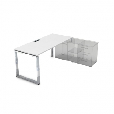 Стол рабочий, прямолинейный три опоры, правый ALSAV GLOSS LINE НСТП-О.996 Белый Премиум