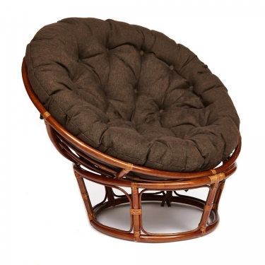 Кресло Tetchair PAPASAN 23/01 W /с подушкой/ диаметр подушки 125 см, 115х101х104 см, Pecan орех, ткань Коричневый, 3М7-147