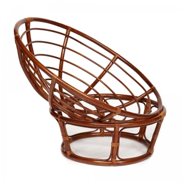 Кресло Tetchair PAPASAN 23/01 W /с подушкой/ диаметр подушки 122 см, 115х101х104 см, Pecan орех, ткань Оранжевый, С 23