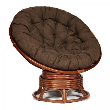 Кресло-качалка Tetchair PAPASAN/ПАПАСАН w 23/01 B /с подушкой/ 115х78х104 см, Pecan орех, ткань Коричневый, 3М7-147
