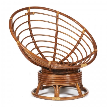 Кресло-качалка Tetchair PAPASAN/ПАПАСАН w 23/01 B /с подушкой/ 115х78х104 см, Pecan орех, ткань Оранжевый, С 23