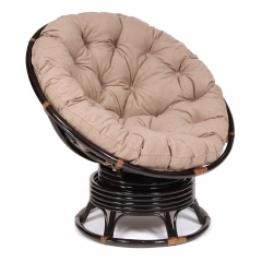 Кресло-качалка Tetchair PAPASAN/ПАПАСАН w 23/01 B /с подушкой/ 115х78х104 см, Antique brown античный черно-коричневый, экошерсть Коричневый, 1811-5