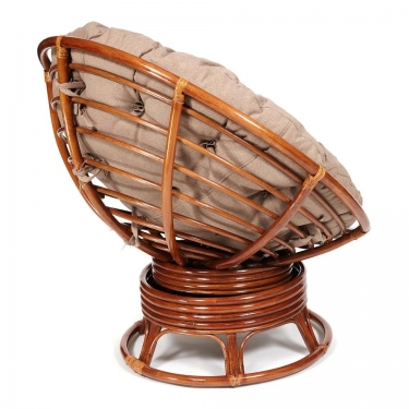Кресло-качалка Tetchair PAPASAN/ПАПАСАН w 23/01 B /с подушкой/ 115х78х104 см, Pecan орех, экошерсть Коричневый, 1811-5